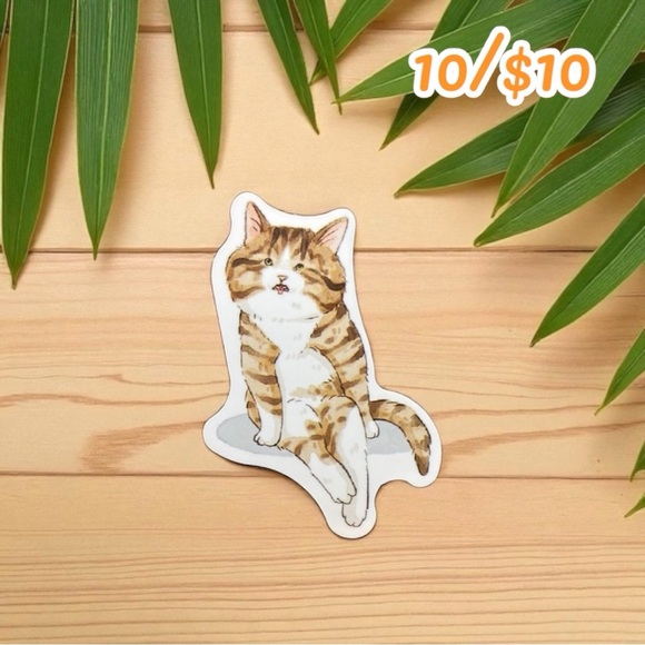 Sassy Sitting Tabby Cat Vinyl Sticker – Approx. 1 1/2” - Picture 1 of 1